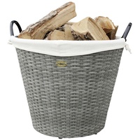 HABAU Feuerholzkorb Grau - Beige, Rund, Durchmesser: 54 cm