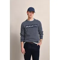 Bugatti Strickpullover mit präsentem Logo-Print blau XXL