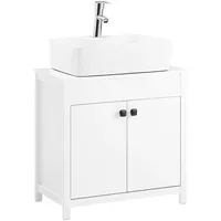 SoBuy Waschbeckenunterschrank Weiß Holzwerkstoff, 60x60x35 cm, Badezimmer, Badezimmerschränke, Waschbeckenunterschränke