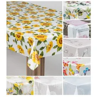 Laro Wachstuch-Tischdecke Wachstischdecke Gartentischdecke, Muster:Sonnenblumen Sonnenfreude Gelb Weiß, Größe:100x120