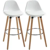 Homcom Barhocker Kunstleder weiß 2er Set