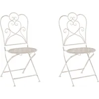 Beliani Gartenstuhl Set 2er Set Metall Beige klappbar Trieste