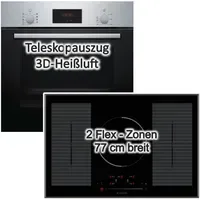 Bosch Herdset autark Einbau-Backofen mit 77 cm Flex Induktionskochfeld