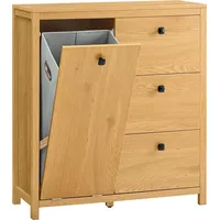 SoBuy Wäscheschrank Natur, 80x90x35 cm, Badezimmer, Badezimmerschränke, Midischränke