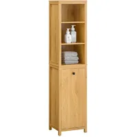 SoBuy Hochschrank Badezimmer Schrank Badschrank schmal mit Wäschesack Wäscheschrank