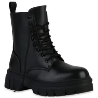 VAN HILL Damen Stiefeletten Plateau Boots Stiefel Profilsohle Schuhe
