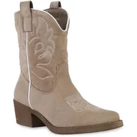 VAN HILL Cowboy Boots in Khaki Velours