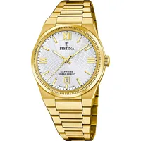 Festina Swiss Made Klassisch Stahl Golden Saphir