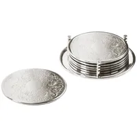 Edzard 6er Set Untersetzer Brügge mit Halter, edel versilbert,