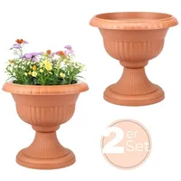 GarPet 2x Blumentopf mit Ständer Blumensäule Standfuß Pflanztopf Grabvase