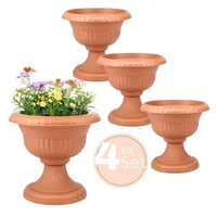 GarPet 4x Blumentopf mit Ständer Blumensäule Standfuß Pflanztopf Grabvase
