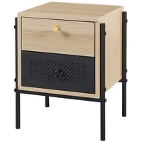 [en.casa] Nachttisch Tysnes Beistelltisch mit 2 Schubladen Nachtschrank Eichenoptik/Schwarz