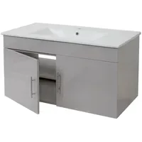 Mendler Waschbecken + Unterschrank HWC-D16, Waschbecken Waschtisch, hochglanz 90cm