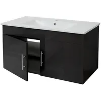 Mendler Waschbecken + Unterschrank HWC-D16, Waschbecken Waschtisch, FSC®-zertifiziert, hochglanz
