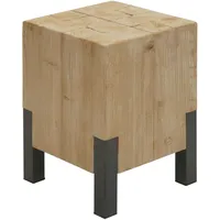 Mendler Hocker HWC-L76, Sitzhocker Holzhocker, Industrial Metall Massiv-Holz MVG-zertifiziert,