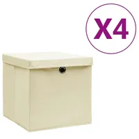VidaXL Aufbewahrungsboxen mit Deckeln 4 Stk. 28x28x28 cm Creme