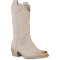 VAN HILL Damen Cowboystiefel Stiefel Stickereien Schuhe 840336, Farbe: