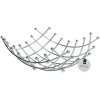 Meinposten Moderne Obstschale, Gitteroptik, Metall, Silber, 30 x 30