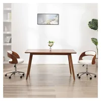 VidaXL Drehbarer Bürostuhl Weiß Bugholz und Kunstleder