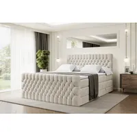 Altdecor Boxspringbett mit Fußteil, 2 Matratzen und Topper -