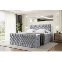 Altdecor Boxspringbett mit Fußteil, 2 Matratzen und Topper -