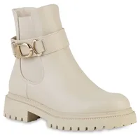VAN HILL Damen Biker Boots in Beige