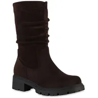 VAN HILL Damen Klassische Stiefel Profilsohle Schuhe Braun, 37