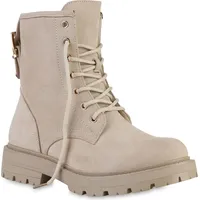 VAN HILL Damen Schnürstiefeletten in Beige