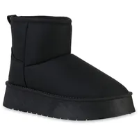 VAN HILL Damen Winter Boots Plateau Profilsohle Schuhe Schwarz,