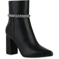 VAN HILL Damen Klassische Stiefeletten Blockabsatz Strass Trendy Schuhe