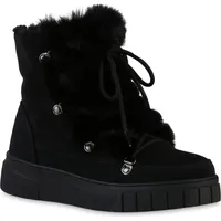 VAN HILL Damen Winter Boots Plateau Schuhe Schwarz, 37