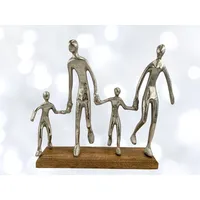 MF Skulptur Harmonische Familienskulptur in Silber auf Holzsockel Breite