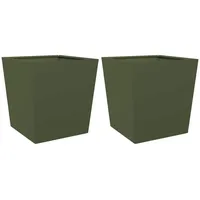 VidaXL Pflanzkübel 2 Stk. Olivgrün 50x50x50 Stahl