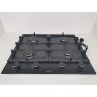 GASLINE Einbau Gaskochfeld 4 flammig, Schwarz Matt Emailliert Guss