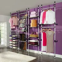 VidaXL Teleskop-Garderobe mit Stangen und Regal Aluminium