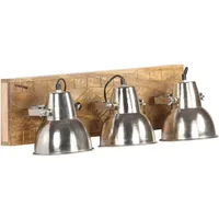 VidaXL Wandlampe Industriestil Silbern 70x23 cm E27 Mangoholz