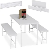 Relaxdays Bierzeltgarnitur klappbar, 3-tlg. Bierbank Set mit großem Tisch,
