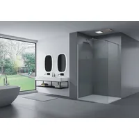 Bernstein Walk-in-Dusche EX101, Aluminium (Chrom), 8mm Nano-Glas / Milchglas-Streifen