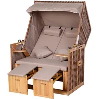 Outsunny Strandkorb hellbraun Metall B/H/T: ca. 118x150x79 cm -