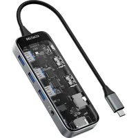 Deltaco USB-C Dockingstation 3xUSB/SD/microSD/2xHDMI/RJ45 (USB-C, 10 Ports), Dockingstation +