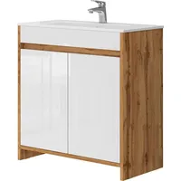 Vicco Waschbeckenunterschrank Lemgo, Goldkraft Eiche/Weiß Hochglanz