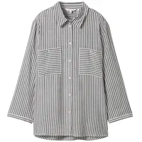 Tom Tailor Damen Gestreifte Bluse mit LENZINGTM ECOVEROTM, blau,