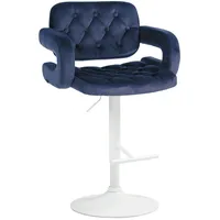 CLP Barhocker Dublin Samt blau/Metall matt weiss