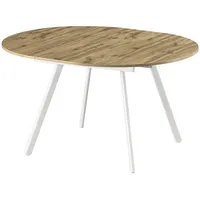 B&D home Esstisch Eiche weiß, Holzwerkstoff, Rund, 120x76x120 cm,