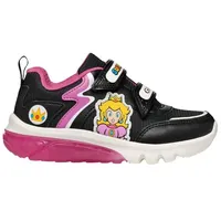 GEOX J CIBERDRON Girl A Sneaker, Black/Fuchsia, 36 EU