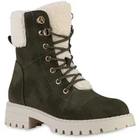 VAN HILL Schnürstiefeletten in Olivgrün,