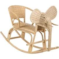 Beliani Kinderschaukelstuhl Elefant AMPOLLINO Rattan Naturfarben