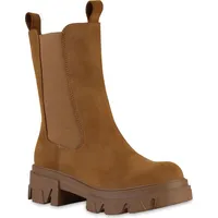 VAN HILL Damen Plateau Boots in Hellbraun