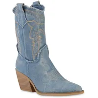 VAN HILL Damen Cowboy Boots in Hellblau