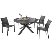 Destiny Sitzgruppe COSTA ARONA 4 Stapelsessel+Tisch Ø120/170x120x75cm ausziehbar